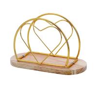 Portatovaglioli in ferro battuto a forma di cuore con base in legno di supporto per fazzoletti creativo per cucina ristorante decorazione rustica tavolo fattoria casa bar
