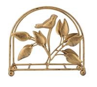 Portatovaglioli in metallo con design rustico a forma di uccello, porta fazzoletti da tavolo in oro vintage, dispenser di tovaglioli in ferro decorato con foglie per decorazione di fattoria, cucina