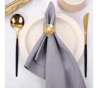 Portatovaglioli in metallo con elegante design a fiore con perle cave, per aggiornare il tuo matrimonio, per feste o tavolo da pranzo (B)