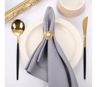 Portatovaglioli in metallo con elegante design a fiore con perle cave, per aggiornare il tuo matrimonio, per feste o tavolo da pranzo (D)