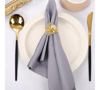 Portatovaglioli in metallo con elegante design a forma di fiore con perle cave, per aggiornare il tuo matrimonio, per feste o tavolo da pranzo (A)