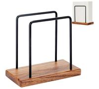 Portatovaglioli in metallo e legno: portatovaglioli in base in legno, dispenser di tovaglioli in metallo, porta tovaglioli, scaffale per decorazione da tavolo, cucina, tavolo da pranzo, sala da pranzo