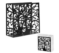 Portatovaglioli in metallo nero, portatovaglioli con albero della fortuna per cucina, ristorante e bar decorazione (quadrato)