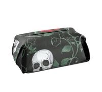 Portatovaglioli in pelle da appendere, con cinghie regolabili e cerniera, accessori per auto ricaricabili per San Valentino, romantico, rosa rossa, teschio S