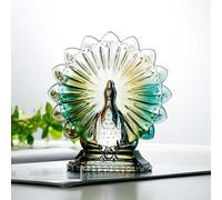 Portatovaglioli in vetro di cristallo di pavone, scatola per fazzoletti in vetro artistico goffrato con accenti smeraldo e oro, centrotavola decorativo regalo