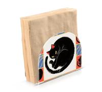 Portatovaglioli moderno in acrilico con gatto giapponese nero per feste, matrimoni, eventi, distributore di tovaglioli autoportante per ristorante, decorazione per la casa per feste, matrimoni, eventi