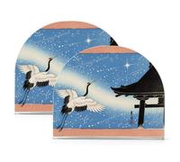Portatovaglioli moderno in acrilico con gru celeste giapponese, per esterni, sala da pranzo, set di portatovaglioli autoportante, decorazione per la casa per esterni, sala da pranzo, confezione da 2