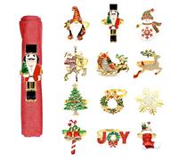 Portatovaglioli Natalizi, 12 Pcs Portatovaglioli Oro Renna, Eleganti Ferma Tovaglioli, Metallo Portatovagliolo per Decorazione della Tavola Moderna della Festa Nozze del Ringraziamento di Natale