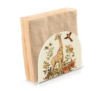 Portatovaglioli natalizi in acrilico stile vintage con illustrazione botanica con giraffa, uccelli, fiori, per feste, matrimoni, eventi, autoportante, per decorare la tavola per feste, matrimoni