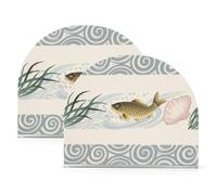 Portatovaglioli pasquali in acrilico con pesce giapponese per tavolo, cucina autoportante portatovaglioli set decorazione per la casa per bagno, ristorante, confezione da 2