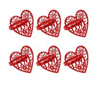Portatovaglioli per San Valentino, design a forma di cuore, set di 6, decorazione romantica da tavolo (rosso)