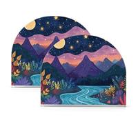 Portatovaglioli piatto in acrilico con scena magica viola bohémien, per tavolo, cucina, autoportante, rustico, decorazione per la casa per cocktail in fattoria, confezione da 2