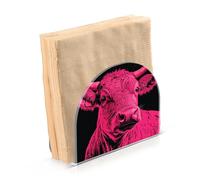 Portatovaglioli ponderati in acrilico color magenta a forma di mucca per feste, matrimoni, eventi, autoportanti per tovaglioli di carta, decorazioni per la casa per feste, matrimoni, eventi