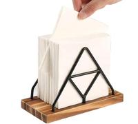 Portatovaglioli, portatovaglioli in metallo con base in legno, dispenser di carta autoportante, portatovaglioli per cucina, bar, ristoranti