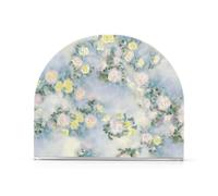 Portatovaglioli quadrato autoportante in stile pittura a olio rosa pesca rosa acrilico per esterni, sala da pranzo, autoportante, decorazione per la casa per feste, matrimoni, eventi