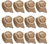Portatovaglioli Rotondi in Pelle, Fibbia Regolabile per Tovaglioli in Pu, Elegante Ornamento da Polso, Portatovaglioli alla Moda per Ricevimenti, Cene, Banchetti, Decorazioni PE, Khaki, Set of 8