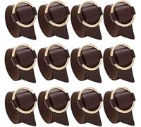 Portatovaglioli Rotondi in Pelle, Fibbia Regolabile per Tovaglioli in Pu, Elegante Ornamento da Polso, Portatovaglioli alla Moda per Ricevimenti, Cene, Banchetti, Decorazioni PE, Brown, Set of 12