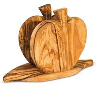 Portatovaglioli scolpito in legno di ulivo artigianale forma mela cm 11x7