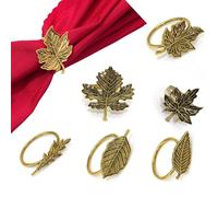 Portatovaglioli, set di 6 portatovaglioli a forma di erbe, porta tovaglioli vintage a forma di foglia, per feste di laurea, vacanze, matrimoni, lauree, feste, decorazioni per uso quotidiano (oro)