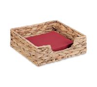 Relaxdays Portatovaglioli, in Giacinto d'Acqua, Contenitori Intrecciato per Tovaglioli 20x20 cm, Quadrato, Naturale, Fibra vegetale, 7.5 x 23 x 23 cm