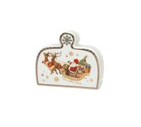 Portatovaglioli Tavola Natale Cucina Christmas Brandani 89920 Ovale Porcellana Multicolore Bianco Rosso