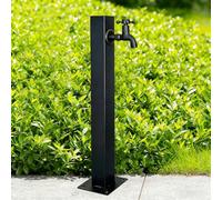 Portatubo indipendente in acciaio inossidabile per rubinetto esterno, colonna d'acqua verticale quadrata nera, fonte d'acqua antigelo per irrigazione/lavaggio(Height: 95cm/37.4in)