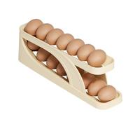 Portauova. 2 Tier Auto Rolling Egg Dispenser Non-Slip Refrigerator Egg Storage Box Holds About 15 Eggs Rolling Eggs Container for Home Kitchen