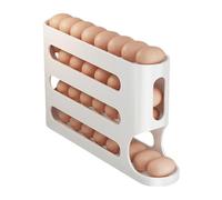 Portauova. 4 Tier Fridge Egg Storage Box Space Saving Large Capacity Yellow White(1 Piece)