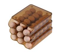 Portauova a 3 Livelli, Multifunzionale, Salvaspazio, Stile Cassetto, Contenitore per Uova con Rotolamento Automatico per Frigorifero, Contenitore per Uova, Organizer, Vassoio,