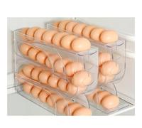 Portauova a 4 ripiani for frigorifero, contenitore for 60 uova for distributore di uova salvaspazio, 2 pezzi di rulli automatici for uova for frigorifero