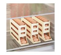 Portauova a 4 ripiani for frigorifero, distributore di uova a 3 pezzi for frigorifero Roll Down, organizer for uova for frigorifero con rotelle automatiche, portauova salvaspazio, capacità 30 uova