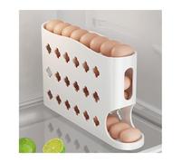 Portauova a 4 ripiani for frigorifero, distributore di uova for frigorifero, organizer for uova con rotelle automatiche for frigorifero, portauova salvaspazio for 30 uova, grande capacità(Creamy)