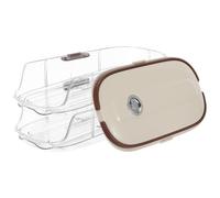 Portauova Automatico a Rulli per Frigorifero, 2 Livelli Impilabili | Plastica Trasparente con Coperchio e Maniglia, Struttura Sigillata, 32, 50x15, 70x14, 70cm