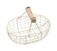 Portauova - Cestino portauova di gallina Cestino portaoggetti da picnic | Cestino per uova in filo metallico con manico in legno, raccolta uova, contenitore per raccolta uova di gallina, cesto per fru