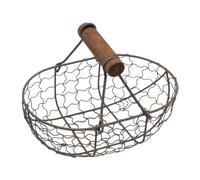 Portauova - Cestino portauova di gallina Cestino portaoggetti da picnic | Cestino per uova in filo metallico con manico in legno, raccolta uova, contenitore per raccolta uova di gallina, cesto per fru