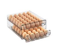 Portauova, compatibile con l'organizzatore del cassetto frigorifero, contenitore trasparente for conservare le uova fresche scala temporale, vassoio di grande capacità(2 Layer-L-60 Eggs)