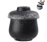 Portauova con coperchio, in ceramica, stile vintage, per cuocere a vapore le uova, fare zuppe, budini, ecc. (C)