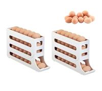 Portauova da 2 pezzi for frigorifero, distributore automatico di uova a 4 livelli, vassoio salvaspazio for uova for frigorifero for mobili da cucina(Natural)