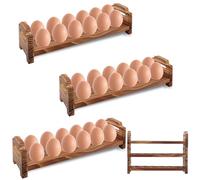 Portauova da Appoggio, Massiccio a 3 Pneumatici in Legno, Supporto per Uova da Banco Porta Uova da Frigo, Conservare 36 Uova, per Raccogliere Uova Fresche, Uova di Anatra