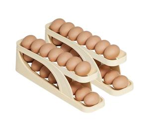 Portauova da frigorifero - Dispenser automatico di uova | Design sottile a due livelli, contenitore per uova salvaspazio per frigorifero | Perfetto per l'uso sul bancone, mantiene le uova organizzate