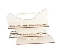 Portauova in Legno a Forma di Pollo a Due Livelli per Cucina | Beige, Base Stabile Scanalature, Uova Separate, Riduce Urti e Collisioni Sul Piano