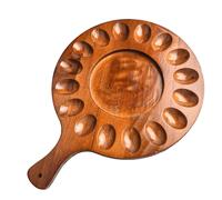 Portauova in Legno con 16 Fori Tondo Acacia per Porta Uova da Cucina