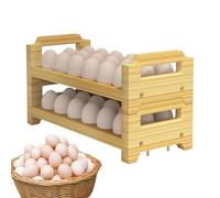 Portauova in legno - Organizer da bancone a due livelli, scaffale da cucina impilabile, supporto durevole per la fattoria, ideale per esporre uova di gallina e sul piano di lavoro e sulla