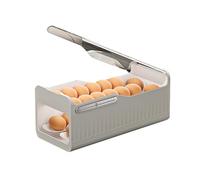Portauova per frigorifero - Contenitore per uova trasparente con 2 ripiani, in frigorifero, durevole organizer da cucina per 24 - 28 uova, facile da trasportare