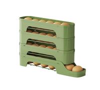 Portauova per frigorifero di qualità alimentare - Vassoio per uova scorrevole di grande capacità con design a rotolamento automatico, adatto per porta laterale, contenitore per uova (Green, 35x22cm)