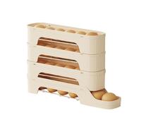 Portauova per frigorifero di qualità alimentare - Vassoio per uova scorrevole di grande capacità con design a rotolamento automatico, adatto per porta laterale, contenitore per uova (Beige, 35x22cm)