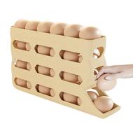 Portauova per Frigorifero, Vassoio Automatico A Rotazione Con 4 Livelli, 30 Capacità Antiscivolo Facile da Pulire Risparmio Spazio per Preparazione Picnic