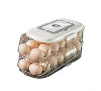 Portauova per porta laterale del frigorifero con contenitore impilabile trasparente, coperchio sicuro e maniglia integrata per la conservazione organizzata delle uova della cucina (B)