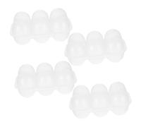 Portauova Riutilizzabile 6 Scomparti con Coperchio Sicuro, 4 Pezzi | Polipropilene Bianco, Formato Portatile, per Frigorifero e Picnic, Separazione Ordinata delle Uova