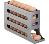 Portauova. Rolling Egg Holder 4 Tiers Rolling Egg Dispenser 4-Tier Auto Rolling Egg Dispense Space-Saving Egg Dispenser Holder Large Capacity for Fridge Kitchen Refrigerator(Grey)